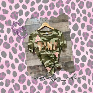 PINK Camo Sequin Tee Size Medium